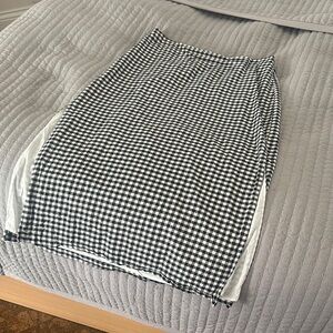 GAP Black and White Gingham Linen Blend Skirt